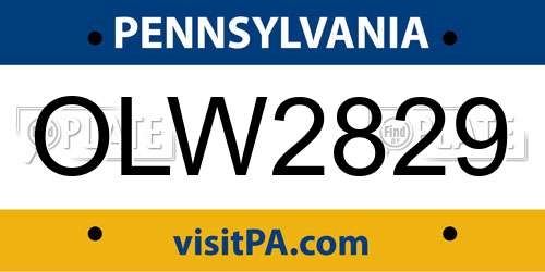 OLW2829 Pennsylvania License Plate