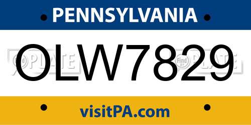 OLW7829 Pennsylvania License Plate