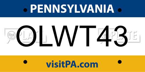OLWT43 Pennsylvania License Plate