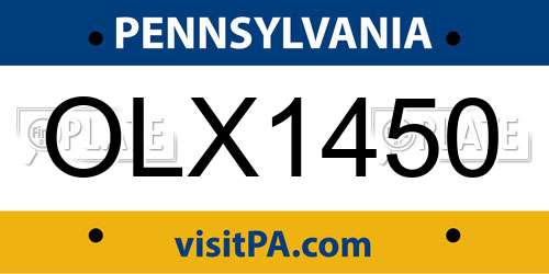 OLX1450 Pennsylvania License Plate
