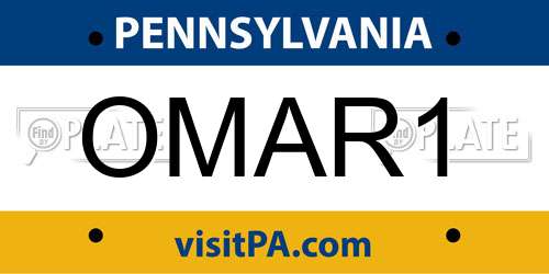 OMAR1 Pennsylvania License Plate