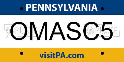 OMASC5 Pennsylvania License Plate