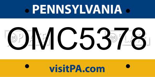 OMC5378 Pennsylvania License Plate