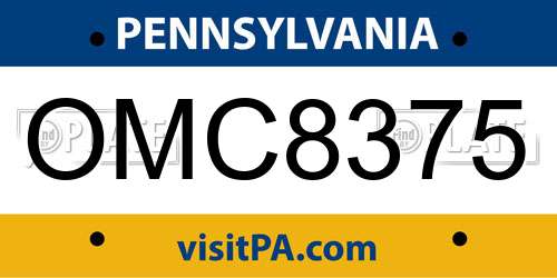 OMC8375 Pennsylvania License Plate