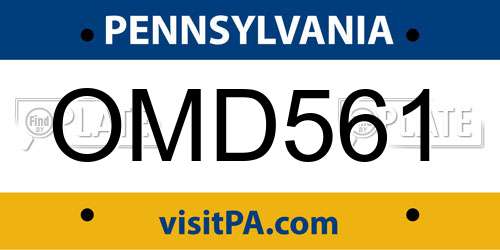 OMD561 Pennsylvania License Plate