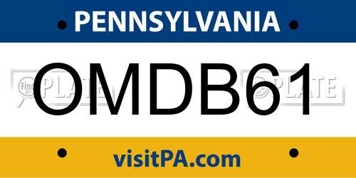 OMDB61 Pennsylvania License Plate