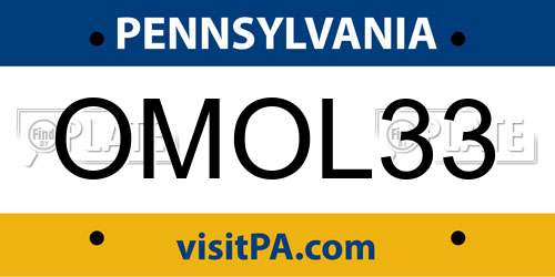 OMOL33 Pennsylvania License Plate