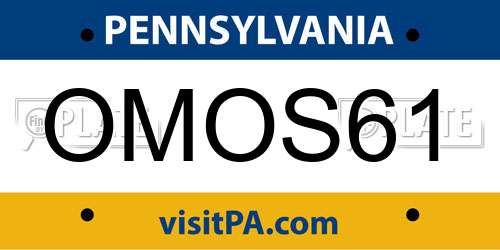 OMOS61 Pennsylvania License Plate