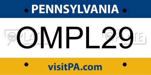 OMPL29 Pennsylvania License Plate