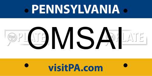 OMSAI Pennsylvania License Plate