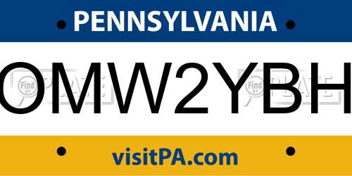 OMW2YBH Pennsylvania License Plate