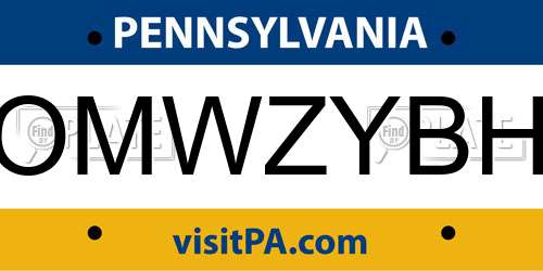 OMWZYBH Pennsylvania License Plate