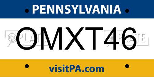 OMXT46 Pennsylvania License Plate