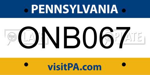 ONB067 Pennsylvania License Plate