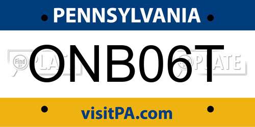 ONB06T Pennsylvania License Plate