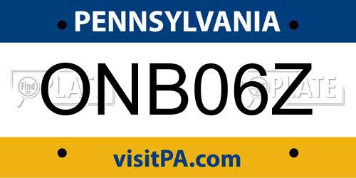 ONB06Z Pennsylvania License Plate
