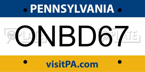 ONBD67 Pennsylvania License Plate