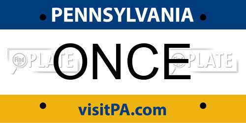 ONCE Pennsylvania License Plate