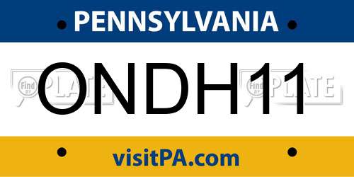 ONDH11 Pennsylvania License Plate