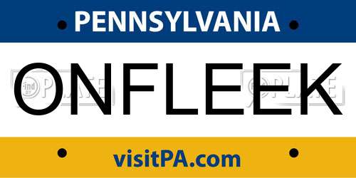 ONFLEEK Pennsylvania License Plate