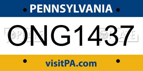 ONG1437 Pennsylvania License Plate