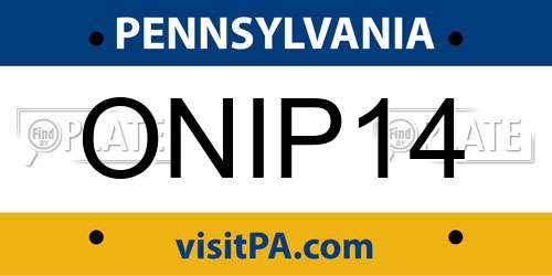 ONIP14 Pennsylvania License Plate