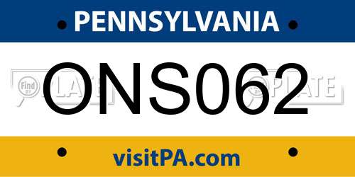 ONS062 Pennsylvania License Plate