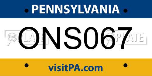 ONS067 Pennsylvania License Plate