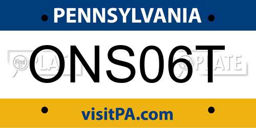 ONS06T Pennsylvania License Plate