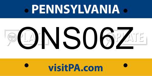ONS06Z Pennsylvania License Plate
