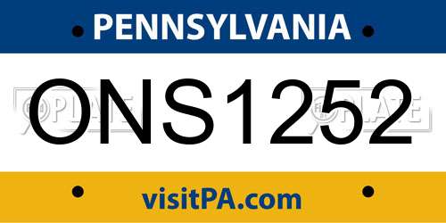 ONS1252 Pennsylvania License Plate