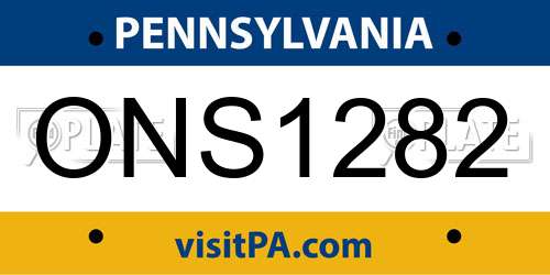 ONS1282 Pennsylvania License Plate