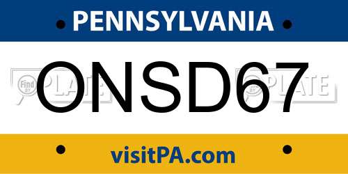 ONSD67 Pennsylvania License Plate