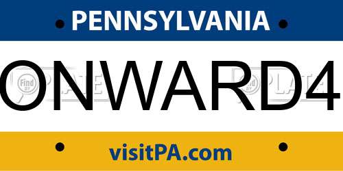 ONWARD4 Pennsylvania License Plate
