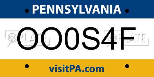 OO0S4F Pennsylvania License Plate