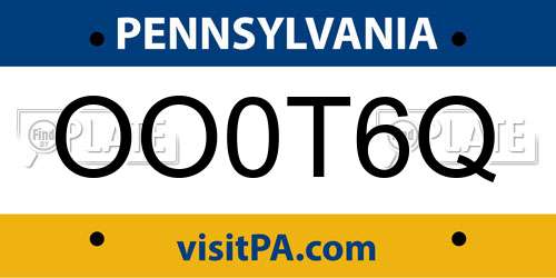 OO0T6Q Pennsylvania License Plate