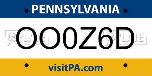 OO0Z6D Pennsylvania License Plate