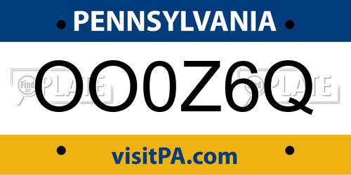 OO0Z6Q Pennsylvania License Plate