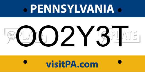 OO2Y3T Pennsylvania License Plate