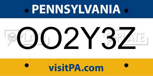 OO2Y3Z Pennsylvania License Plate