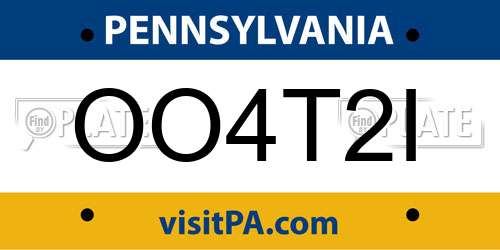 OO4T2I Pennsylvania License Plate