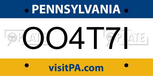 OO4T7I Pennsylvania License Plate