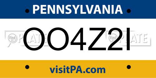 OO4Z2I Pennsylvania License Plate