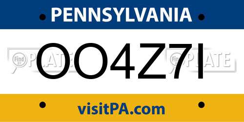 OO4Z7I Pennsylvania License Plate