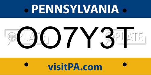OO7Y3T Pennsylvania License Plate