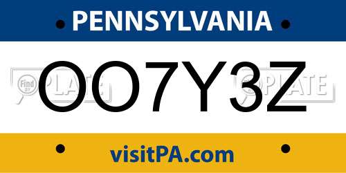 OO7Y3Z Pennsylvania License Plate