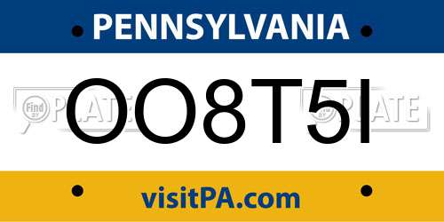 OO8T5I Pennsylvania License Plate