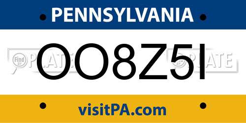 OO8Z5I Pennsylvania License Plate