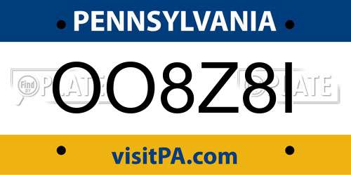 OO8Z8I Pennsylvania License Plate