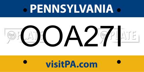 OOA27I Pennsylvania License Plate